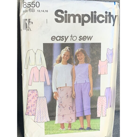 Simplicity Girls Jacket Top Skirt Pants Sewing Pattern Sz 12-16 8550 - Uncut - Picture 4 of 4